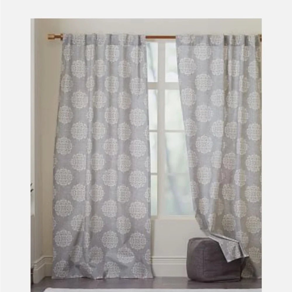 West Elm gray pattern curtain - one panel only